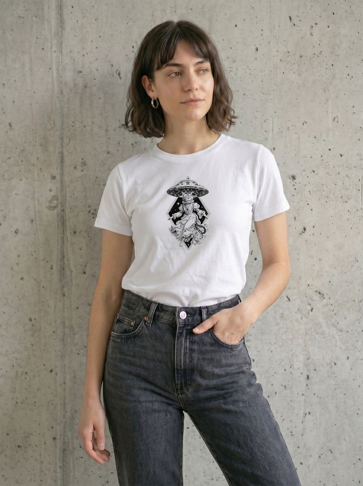 Print-T-Shirt Queen of the Cosmos aus Modal und Baumwolle