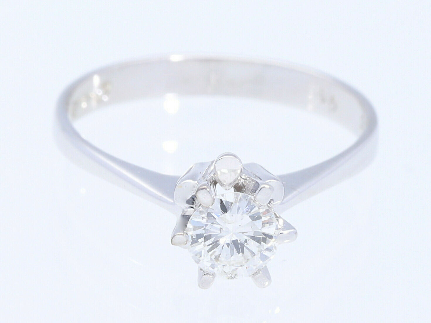 🦚 Verlobung Ring 0,48 Karat Solitär Brillant 585 Gold Deutschland um 1970