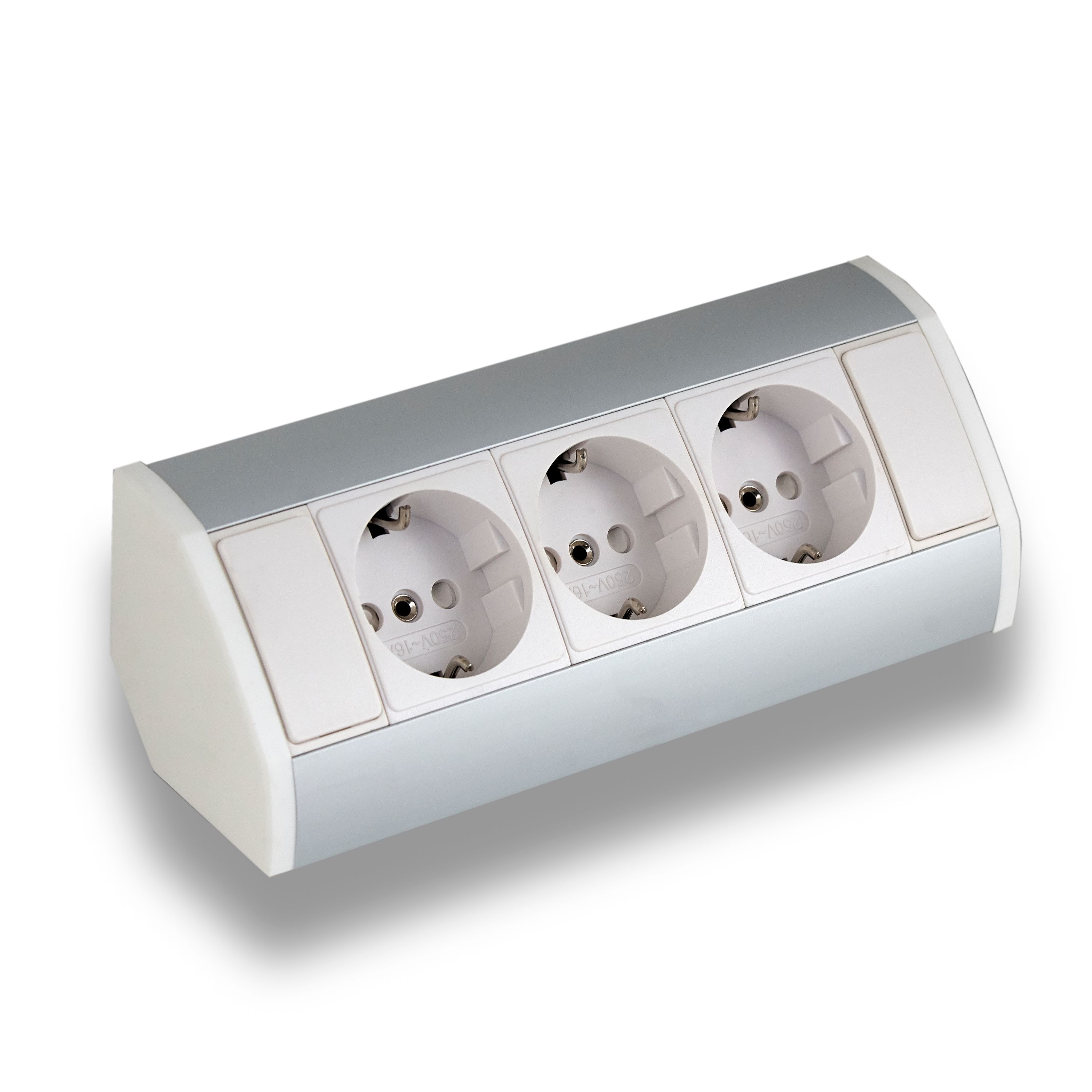 Eck-Steckdose Aufbaumontage - 3-fach Schuko Schwarz Für Küche & Büro