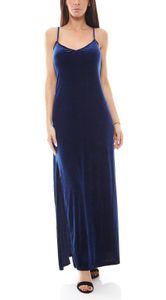 FUNKY BUDDHA Abendkleid Maxi-Kleid elegantes Samt-Kleid mit Gehschlitz Navy FUNKY BUDDHA Abendkleid Maxi-Kleid elegantes Samt-Kleid mit Gehschlitz Navy