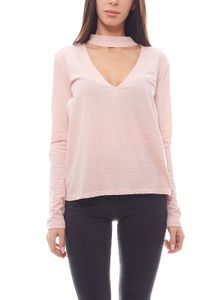 NA-KD Cut-Out Sweater Loose Womens Sweater with Choker Pink