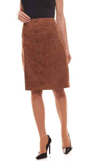 sheego Mini-Rock modischer Damen Business-Rock in Veloursleder-Optik Große Größen Beige