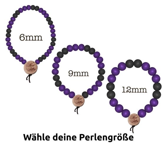 WOOD FELLAS Holz-Armband legerer Mode-Schmuck Deluxe Pearl Bracelet Lila/Schwarz