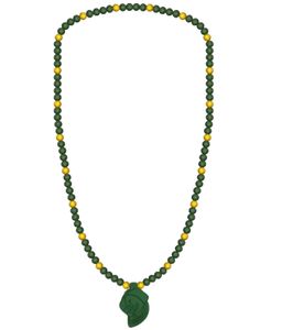 WOOD FELLAS Fashion Jewelry Showy Wood Necklace with Pendant Cap Green / Yellow