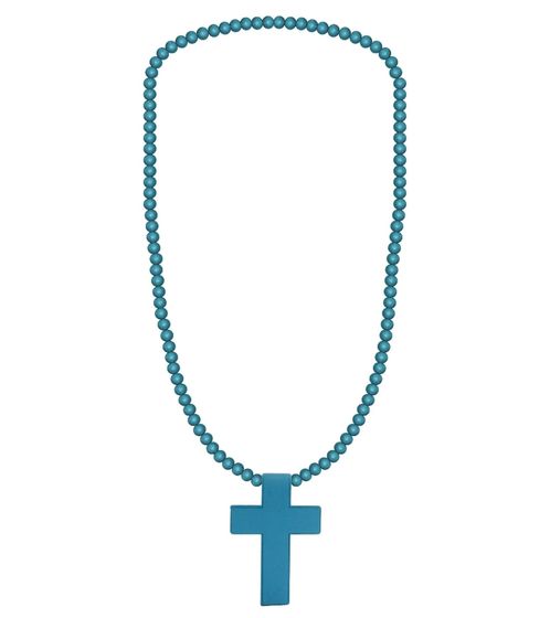 WOOD FELLAS Neck Chain Casual Wood Jewelry with Large Cross Pendant Cyan