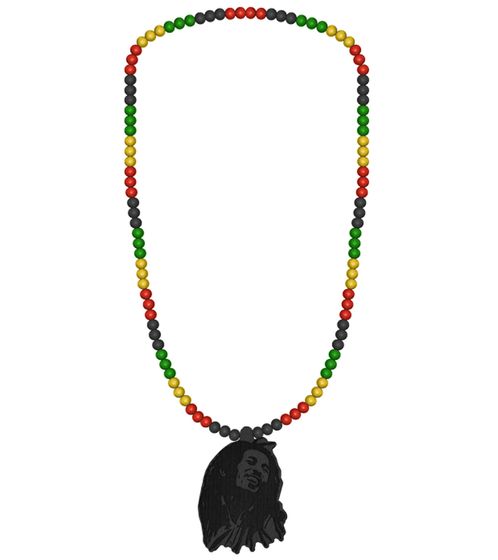 WOOD FELLAS Collier avec bijoux fantaisie et pendentif coloré Bob Marley