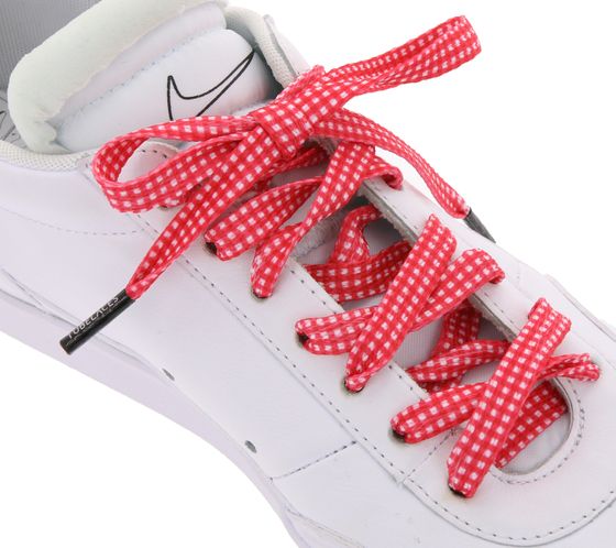 Chaussures lacets tube lacets cool dentelle rouge / blanc à carreaux
