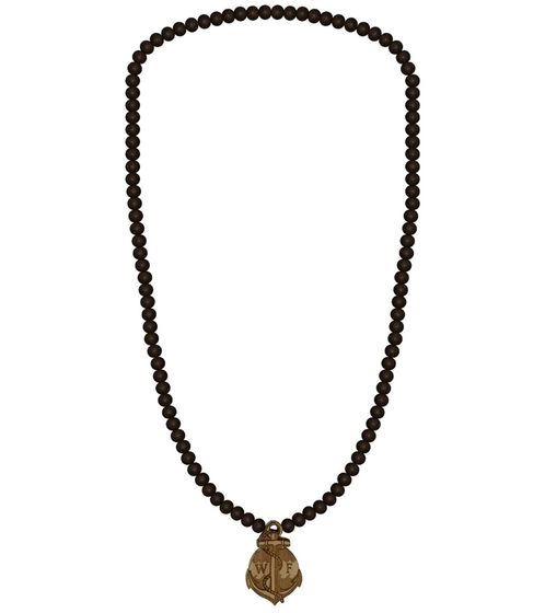 WOOD FELLAS neck jewelry cool chain with wooden pendant anchor brown / beige