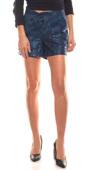 Guido Maria Kretschmer pantalon chic shorts pour femmes avec des paillettes bleu