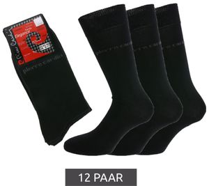 12 paires de chaussettes Pierre Cardin, chaussettes de loisirs intemporelles à haute teneur en coton, noir