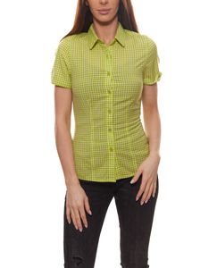 icebreaker MERINO short-sleeved blouse breathable women´s wool blouse Destiny Check green / white checkered