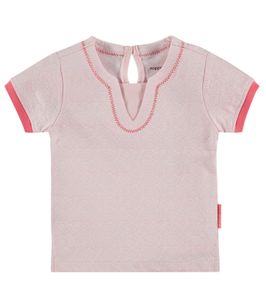 noppies T-shirt floral children´s shirt with button closure in the neck pink