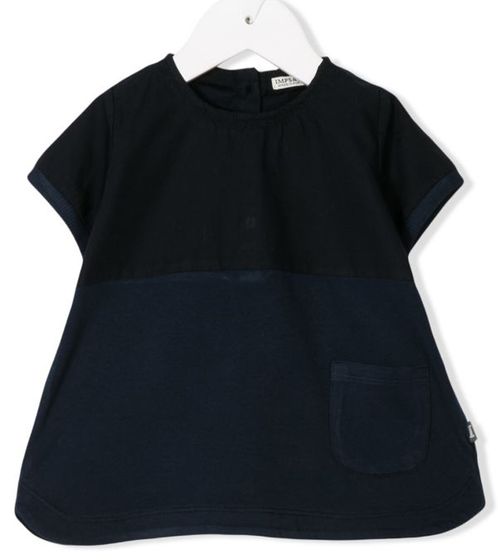 IMPS & ELFS chemise à manches courtes t-shirt légèrement évasé avec col rond et petite poche bleu