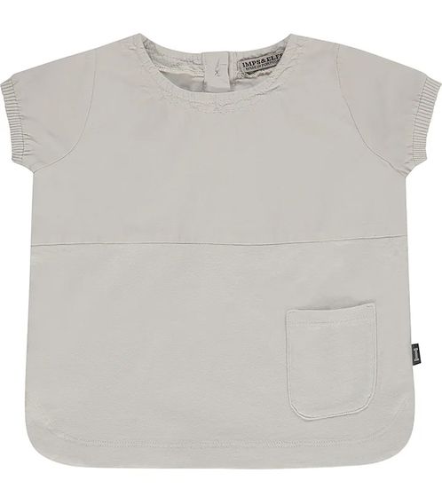 IMPS&ELFS Rundhals T-Shirt zeitloses Baby Rundhals-Shirt mit Knopfleiste hinten Hellgrau
