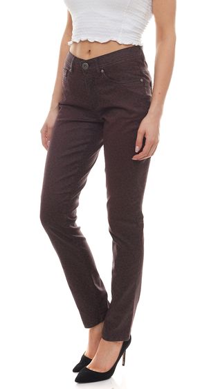 cmk stretch jeans stylish tubular trousers for women in five-pocket style with all-over print Bordeaux