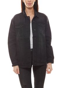 eksept Beetle denim jacket washed-out women´s jeans jacket with button placket gray