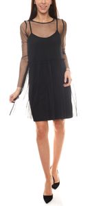Minivestido mínimo vestido de mujer parcialmente transparente en capa negra