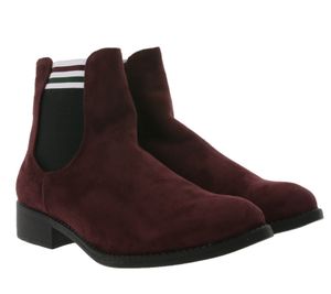 City WALK Chelsea-Boots stylische Damen Herbst-Stiefelette in Veloursleder-Optik 34287135 Weinrot