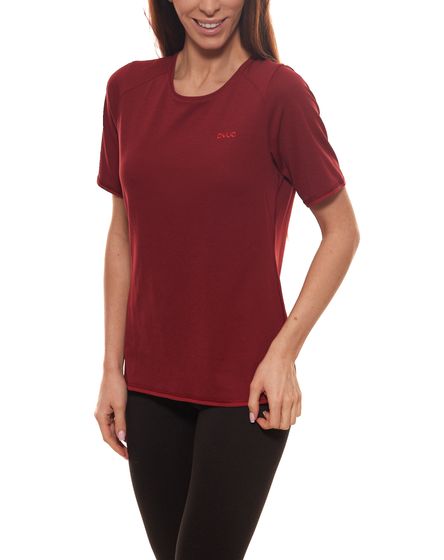 PYUA Mellow T-shirt chemise de loisirs élastique pour dames à manches raglan rouge vin