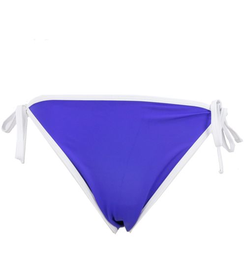 fleur farfala bas de bain Fernanda, joli slip de bikini femme à liens, bleu