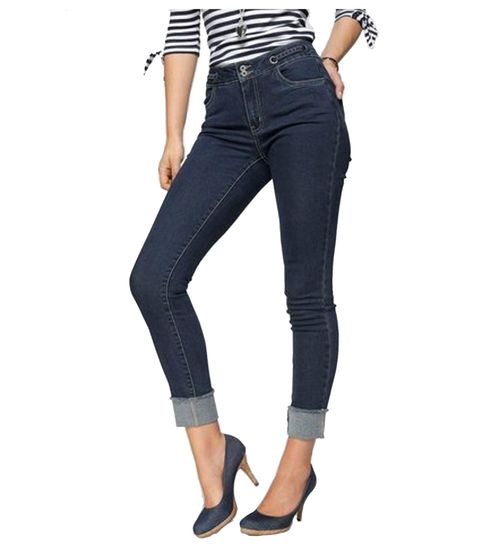 ARIZONA jeans de cintura alta elegantes pantalones de ocio para mujer jeans  ajustados azul