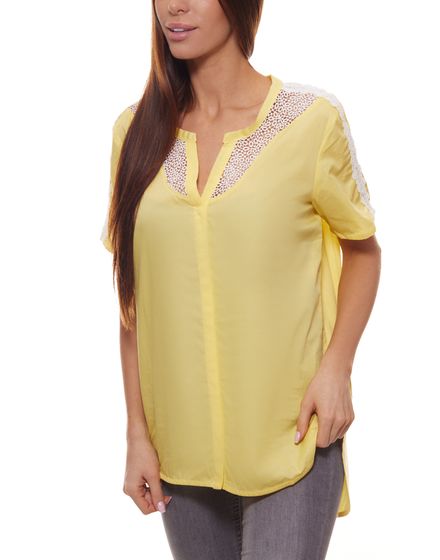 Mavi lace blouse elegant ladies summer blouse with lace on neckline and shoulder area yellow