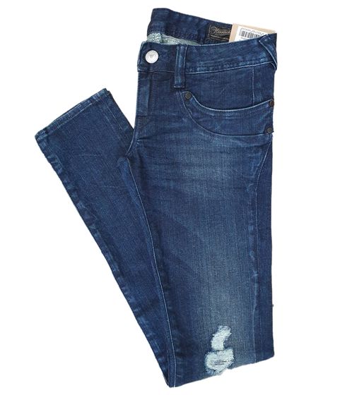 Herrlicher Piper Slim Fit-Hose stylische Damen Jeans mit zerrissenen Details Dunkelblau