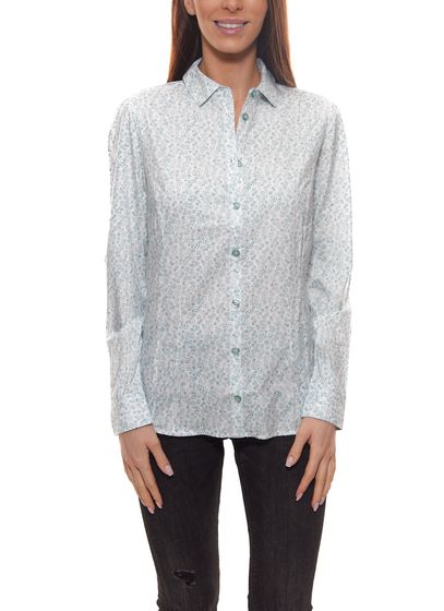 me°ru´ Puebla Bluse feine Damen Wander-Bluse mit aufrollbaren Ärmeln Blau/Weiß