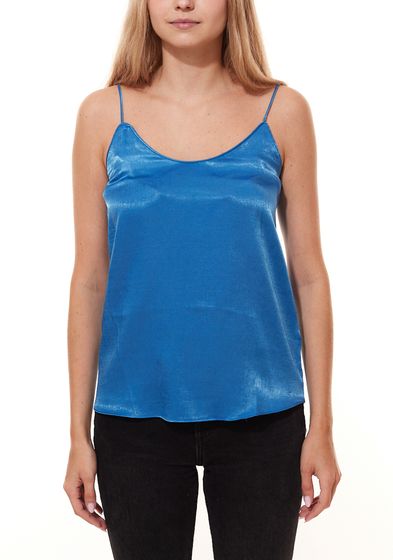 AUDEN CAVILL Top été femme en satin bleu indigo