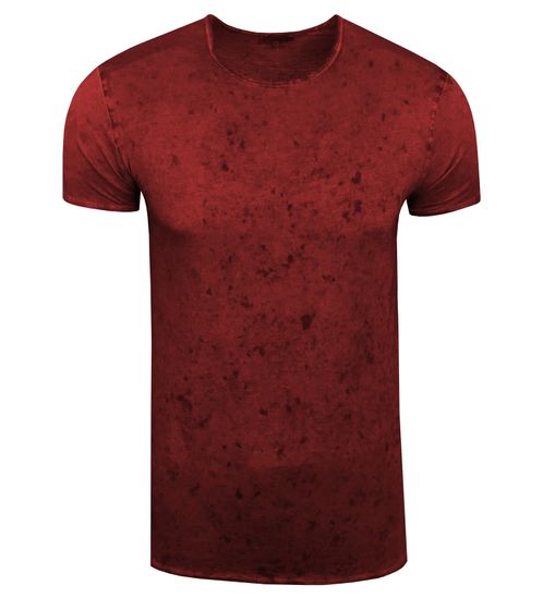 RUSTY NEAL R-15199 Herren Kurzarm-Shirt T-Shirt mit gesprenkeltem Muster Rot