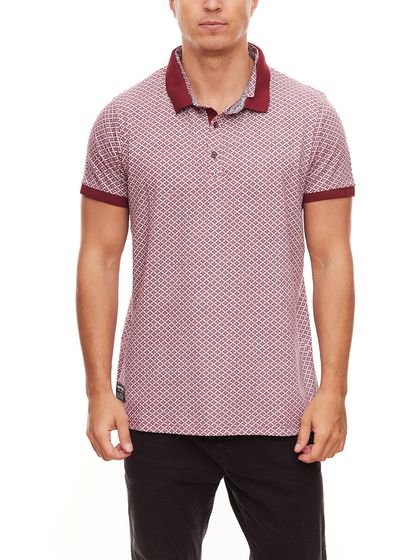 RUSTY NEAL men´s summer polo shirt short-sleeved shirt Bordeaux-red
