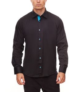 RUSTY NEAL men´s business shirt long-sleeved shirt R-11015 black/turquoise
