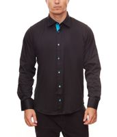 RUSTY NEAL men´s business shirt long-sleeved shirt R-11015 black/turquoise