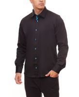 RUSTY NEAL men´s business shirt long-sleeved shirt R-11015 black/turquoise