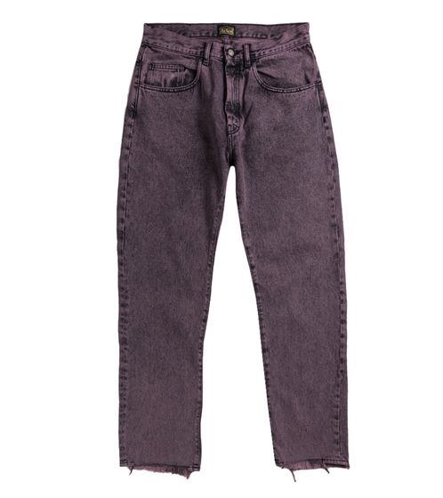 Aries Jean vintage pantalon en denim pour homme délavé avec ceinture effilochée violet