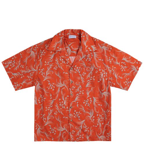 JOHN ELLIOT men's short-sleeved shirt, summery casual shirt with breast pocket, orange