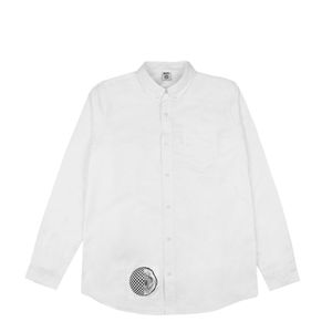 jam Herren Langarm-Shirt zeitloses Hemd mit Druck auf dem Rücken Burner Oxford Shirt Weiß