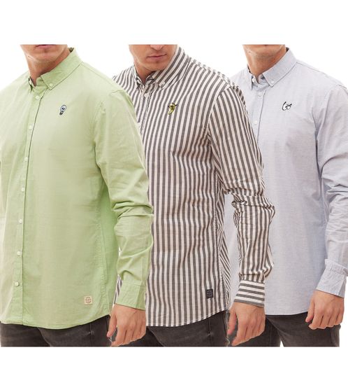 BLEND men's long-sleeved shirt timeless button-down shirt with embroidered patch 20708485