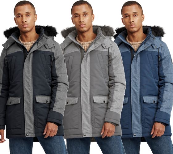 BLEND Men's winter parka jacket Mikael with detachable faux fur 20712323ME