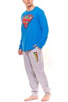 DC Comics Pyjama Superman pour homme avec grand logo sur la poitrine Bleu/gris DC Comics Pyjama Superman pour homme avec grand logo sur la poitrine Bleu/gris