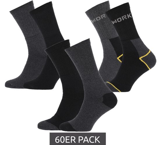 60 Paar STAPP Mega Allround Thermo-Socken & Arbeits-Socken Baumwoll-Strümpfe Schwarz/Grau