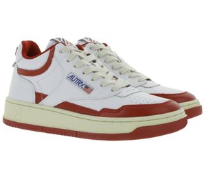 AUTRY Open Mid women's sneaker cool mid top sneakers genuine leather AOMW CE06 white/red