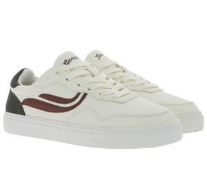 Genesis G-Soley Damen Skater-Schuhe Echtleder Low Top Sneaker 1004238 Weiß/Bordeaux