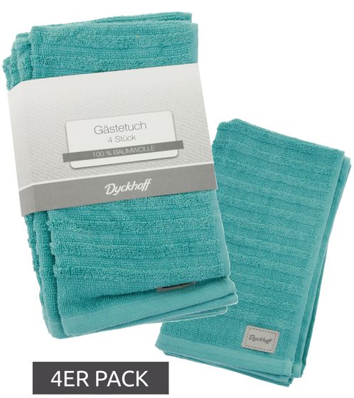 4er Pack Dyckhoff Baumwoll-Handtücher schnell trocknende Gästetücher 30x50 cm Türkis