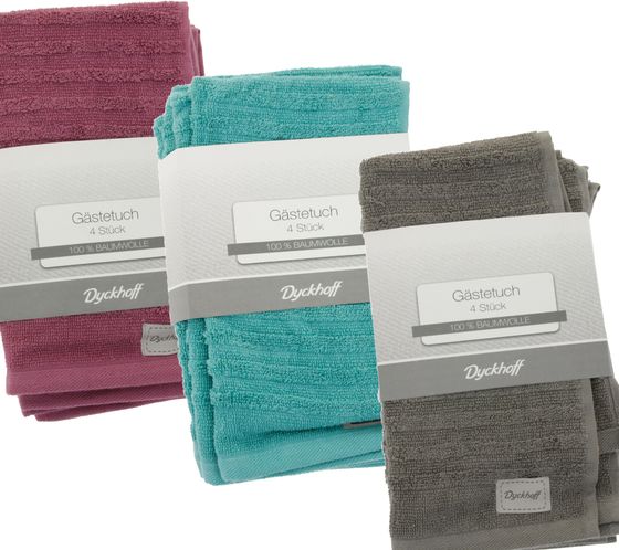 4er Pack Dyckhoff Gästetücher angenehme Frottee-Handtücher 30x50 cm