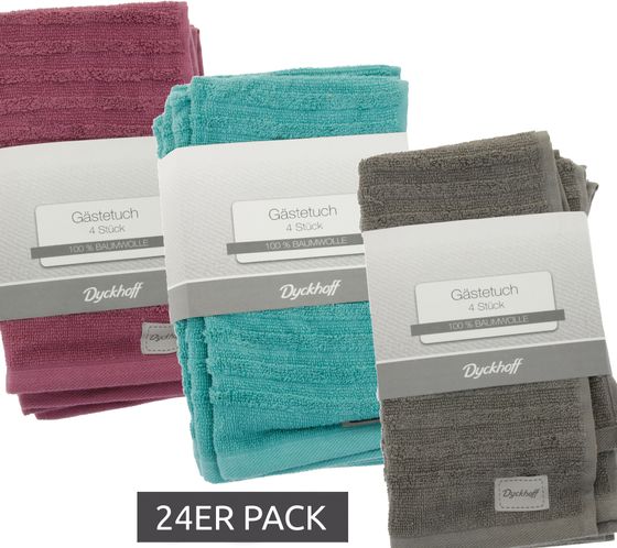 24er Pack Dyckhoff Gästetücher angenehme Frottee-Handtücher aus Baumwolle 30x50 cm