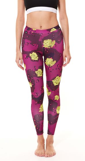 K1X | Kickz Whoop Whoop Leggings Women's Rose Print Pants 6500-0048/9050 Pink/Yellow