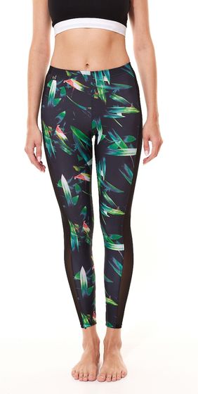 K1X | Kickz Allover Diamond Leggings Women's Fitness Pants with Tropical Pattern 6500-0040/9036 Black/Green