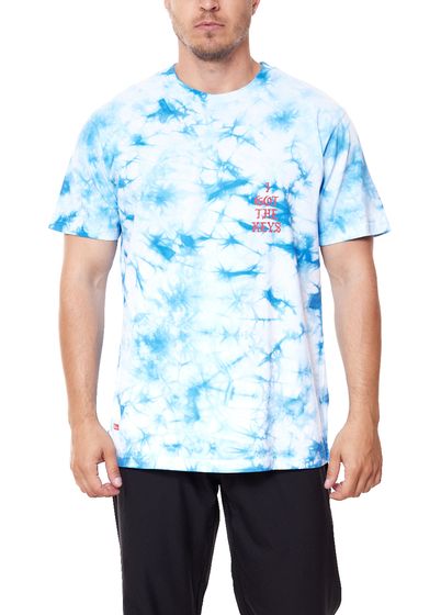 Kreem Keys Tie Dye Tee Men's Casual Shirt in Batik Look 9163-2506/4543 Blue