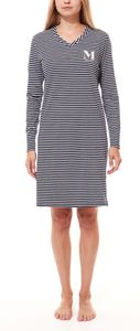 MEXX camicia da notte da donna vestaglia a righe in puro cotone ZN2412016W blu/bianco